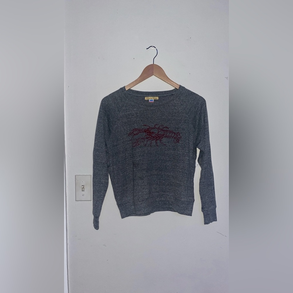 Red Maine Lobster Grey Long Sleeve